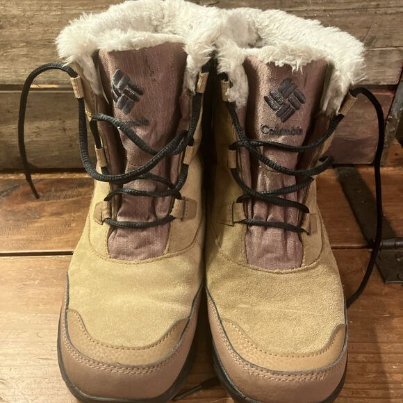 Columbia Womens Brown Faux Fur Collar Lined Waterproof Ankle Boots Size 10 M - Picture 3 of 8